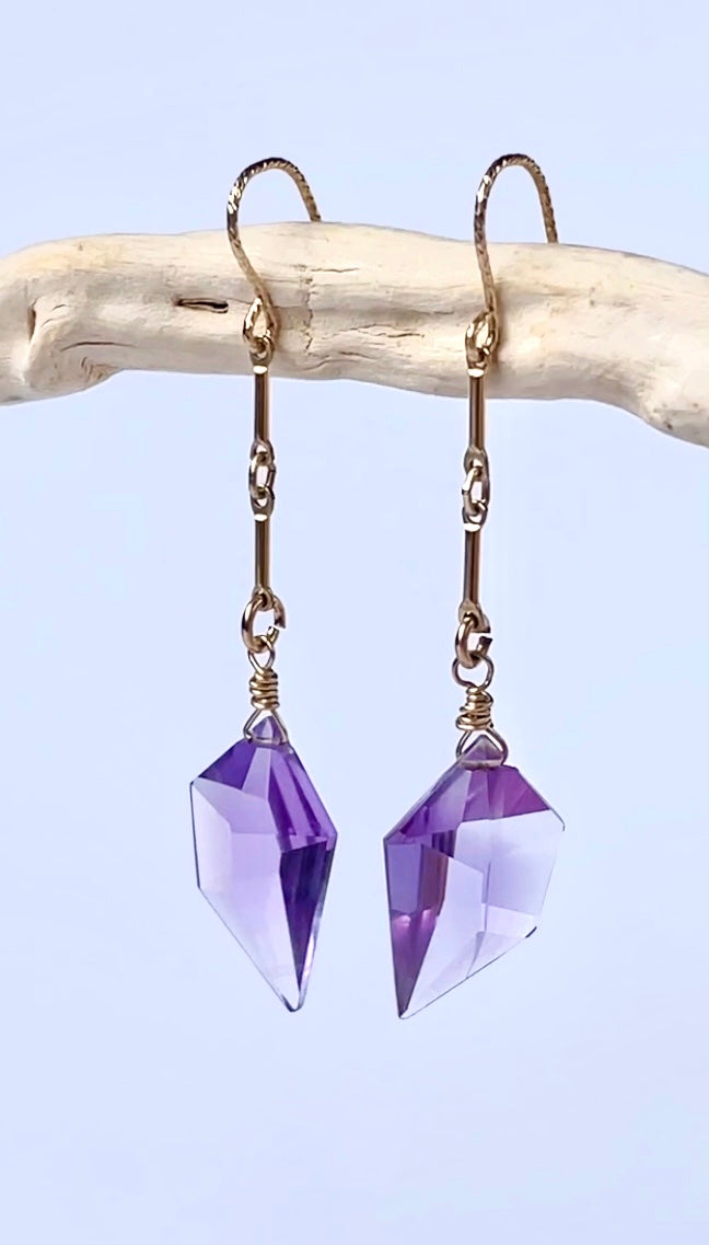 Amethyst Spike Earrings in gold filled